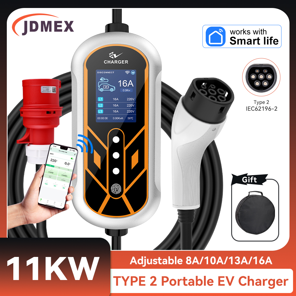 JDMEX 11KW Type2 EV Charger Po - Type 2 Portable Ev Charger 11Kw Cee ulasan dan harga